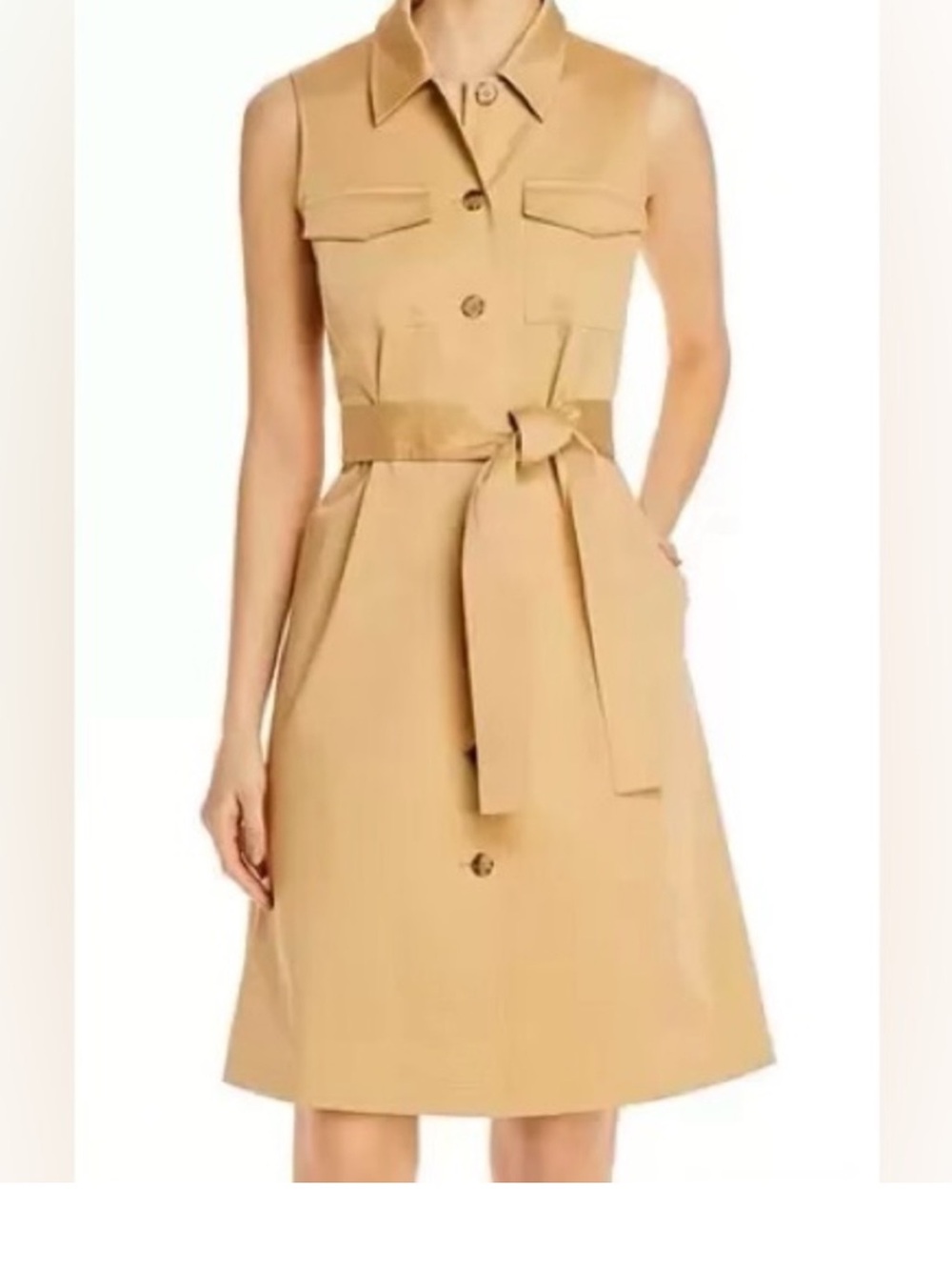Lafayette 148 Sonny Sleeveless Utility Cotton Shirt Dress